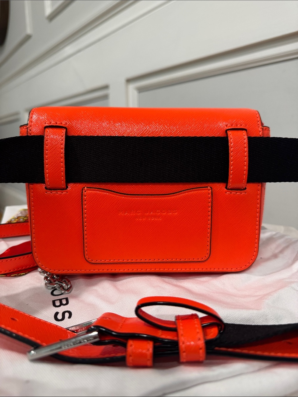 Marc Jacobs Bag Snapshot Small Crossbody Fanny Pack Belt Bag Orange Logo Strap - Picture 7 of 17